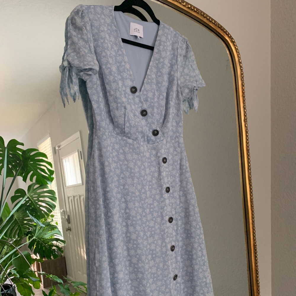 J.O.A. Light Blue Floral Midi Dress